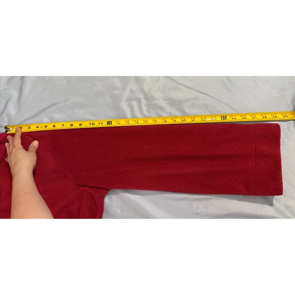 LL Bean Vintage Womens Winter Fleece Zip Up Housecoat Robe Size Med Petite Red